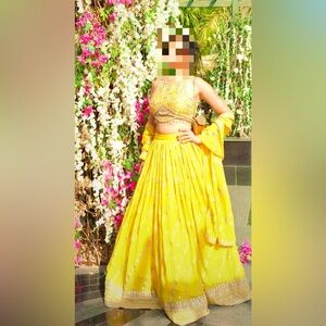 Luxury Designer Elegant Yellow Lehenga